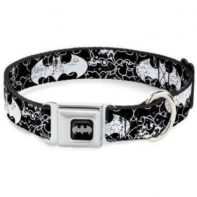 Buckle-Down ошейник для собак с металической застёжкой "Бэтмен лого" цвет черный